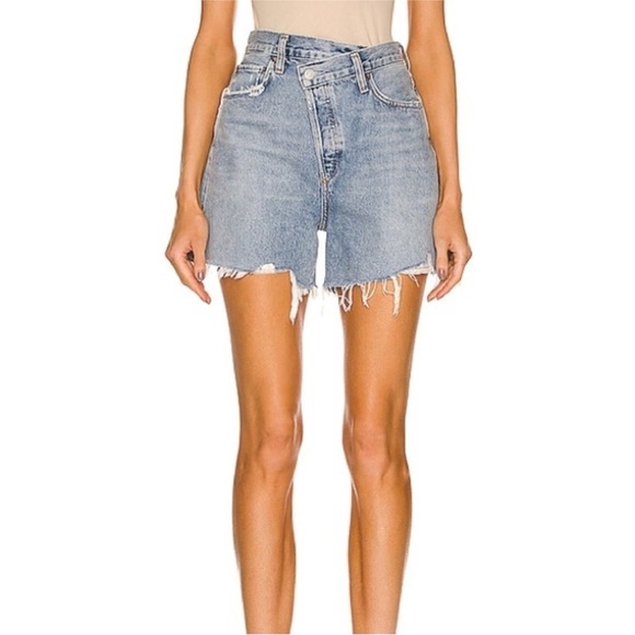 Agolde Criss Cross Denim Jean Short Symbol - Picture 1 of 11